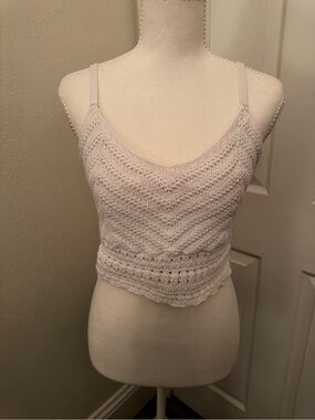 Hollister White Crochet Knit Cami Tank Top